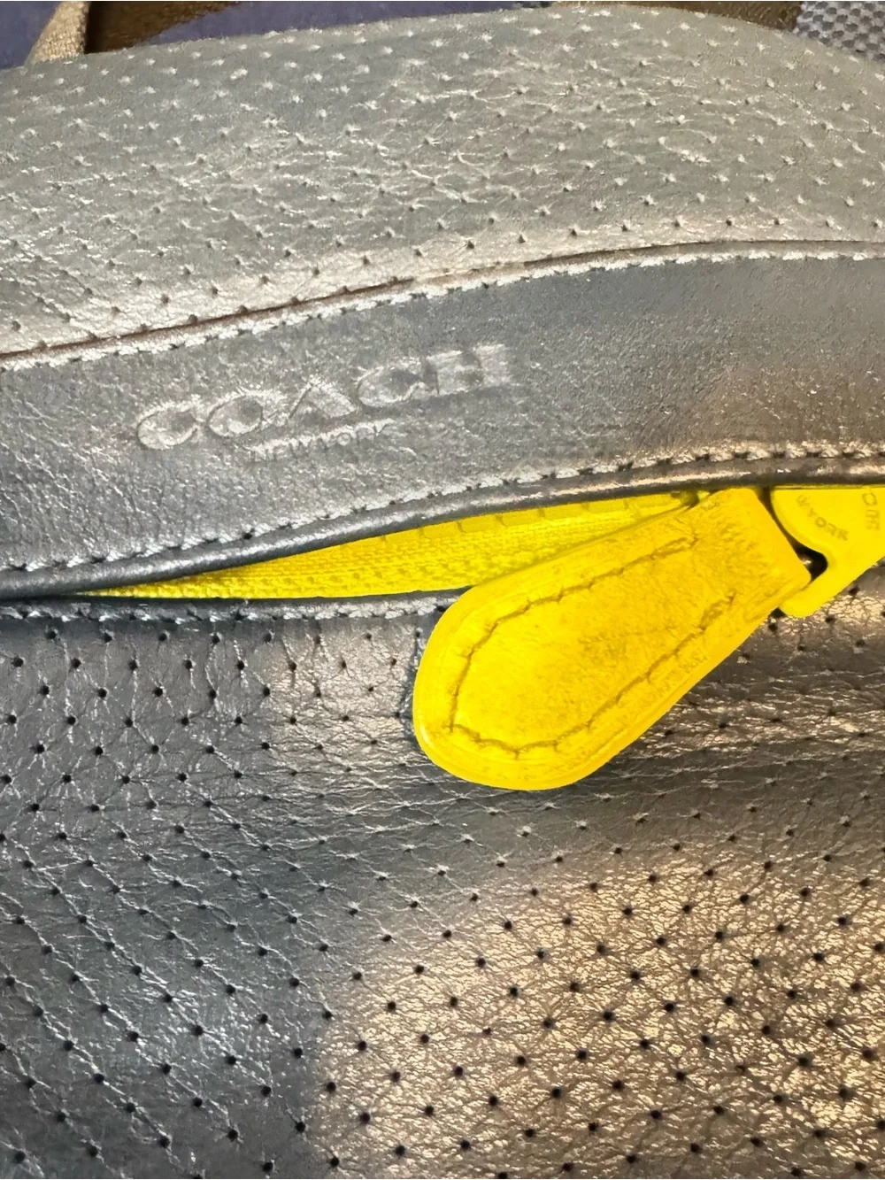 Coach Gray and Yellow Leather Men's Backpack